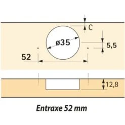 Boitier à Visser Sans Coudure Angle D'ouverture 165° - 165 Th52 - Hettich -Fispool Magasin 7808365 2