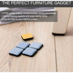 24 PCS Patins Glisseurs Pour Meubles Auto-adhésifs Patins En Téflon Pour Meubles Carrés Patin De Chaise En Teflon 2525mm Patin Glisseur Pour Chaise, Canapé, Bureau, Table, Fauteuil -Fispool Magasin 78572758 3