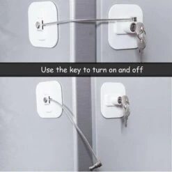 Serrure Pour Réfrigérateur, Congélateur, Avec Clé Pour La Sécurité Des Enfants, Serrure Pour Verrouiller Le Réfrigérateur Et Les Armoires (1 Jeu) Blanc -Fispool Magasin 78948633 2