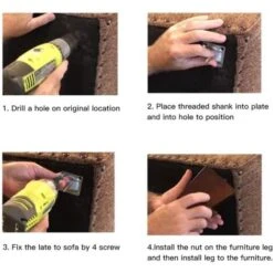 Lot De 4 Plaques De Montage De Pieds De Meubles Metal Carré Plaques De Fixation Avec Boulons De Suspension Et Vis Adaptateurs Fourniture Pour Table Fauteuil Jambes De Canapé Sièges - Argent 11 Lot De 4 Plaques De Montage De Pieds De Meubles Metal Carré Plaques De Fixation Avec Boulons De Suspension Et Vis Adaptateurs Fourniture Pour Table Fauteuil Jambes De Canapé Sièges - Argent -Fispool Magasin 79293820 5