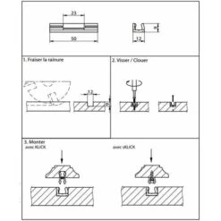 5x Adaptateur Rainure Pour Système De Fixation à Queue D'aronde à Visser Coller Clouer Plastique Marron Invisible Connecteur Menuiserie Bois Meuble Clipsage Moulure Klick -Fispool Magasin 80237113 3