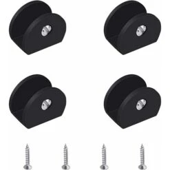 Pince à Verre, 4 Pièces De Support D’Étagère En Verre Support Tablette Verre Noir, Fixation Tablette Verre Réglable, Demi-Rondes, En Alliage D'Aluminium, Pour Verre De 6 à 8 Mm D'Épaisseur,