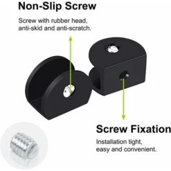 Pince à Verre, 4 Pièces De Support D’Étagère En Verre Support Tablette Verre Noir, Fixation Tablette Verre Réglable, Demi-Rondes, En Alliage D'Aluminium, Pour Verre De 6 à 8 Mm D'Épaisseur, -Fispool Magasin 80601874 4