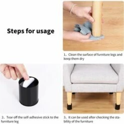 Rehausseur Pieds De Lit Lot De 4 ​Acier Carbone, Risers De Meubles Ajoutent Hauteur De 5CM, Supportent 10000 Lbs, Rehausseurs De Table, Chaise Ou Canapé, Gain D’Espace Pour Bureau Et Bedding（le Noir）， -Fispool Magasin 80714048 4