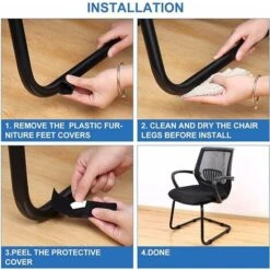 Lot De 18 Patins De Meubles En Feutre Enveloppants Avec Attaches Auto-agrippantes, Protecteurs De Tubes Pour Patins De Sol Compatibles Avec La Plupart Des Rails De Chaise (noir) -Fispool Magasin 80963691 5