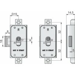 Serrure Espagnolette Clé Chromé Carré Remplacement Meuble Buffet Design Décoration Armoire, Droite -Fispool Magasin 81611466 3