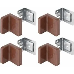 4x Equerre D'assemblage Ferrure De Suspension Pour élément Haut Capacité De Charge 90kg Par Paire En Acier à Visser Connecteur Angle Couvercle Caisson Meuble Capuchon, Cache En Plastique Marron