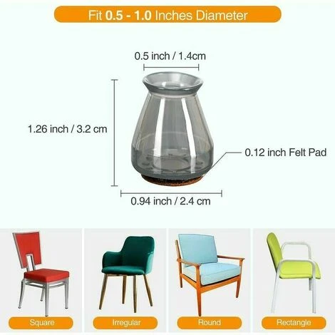 SVKBJROY Silicone Pour Pieds De Chaise Avec Protecteurs De Sol En Feutre Embouts De Pieds Chaise De 8 Pièces (Taille Petit : 0.5" - 1" Noir) - - 1" Noir) 4 SVKBJROY Silicone Pour Pieds De Chaise Avec Protecteurs De Sol En Feutre Embouts De Pieds Chaise De 8 Pièces (Taille Petit : 0.5" - 1" Noir) - - 1" Noir) – Image 2