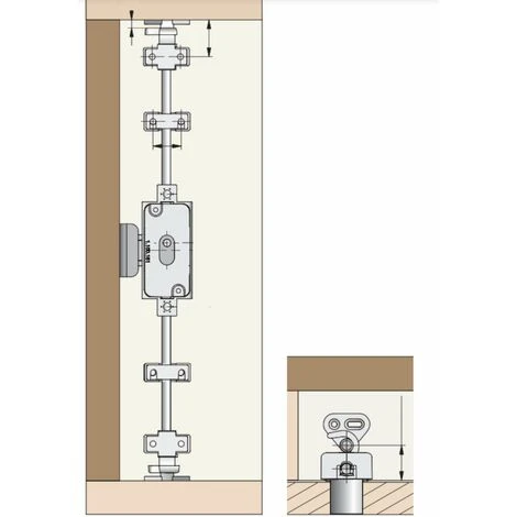 Serrure Espagnolette Avec Cylindre Clé Pliante Guide Tringle Remplacement Meuble Buffet Décoration Armoire Vintage, Droite 5 Serrure Espagnolette Avec Cylindre Clé Pliante Guide Tringle Remplacement Meuble Buffet Décoration Armoire Vintage, Droite – Image 3