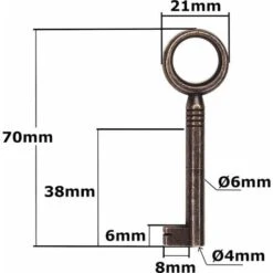2x Clé De Meuble Ronde 70 Mm Brunie Remplacement Ancien Serrure Décoration Rustique Armoire Vintage -Fispool Magasin 82676985 3