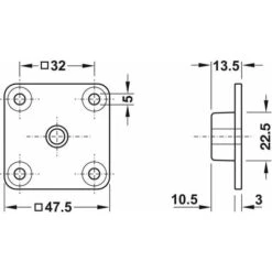 4x Plaque De Fixation Embase Carrée 47,5 X 47,5mm Avec Filetage M8 Pour Pied De Table à Visser Meuble Montage Connecteur Bride Adaptateur Support Salon Cuisine Salle à Manger Bureau -Fispool Magasin 82762009 3