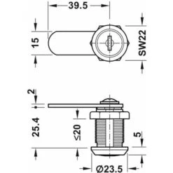 Serrure Complète à Came Batteuse Droite Cylindre à Paillettes Rond Avec 2 Clés Pliantes épaisseur Max 20mm Boîte Aux Lettres Casier Secrétaire Bureau Meuble Verrou Sécurité Protection -Fispool Magasin 82790527 2