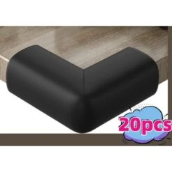 20 Protections Coins En Caoutchouc - Coussin Large Pour Protection Maximale De Bébé - Protège-Coin De Table - Avec Adhésif Double Face Pré-Fixé - Produit Certifié (Noir)