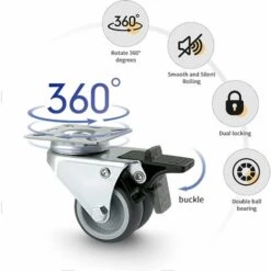 Lot De 4 Roulettes Pivotantes Ultra-résistantes Avec Frein D’arrêt Pour Meubles Capacité 600 Kg -Fispool Magasin 83038282 2