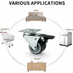 Lot De 4 Roulettes Pivotantes Ultra-résistantes Avec Frein D’arrêt Pour Meubles Capacité 600 Kg -Fispool Magasin 83038282 4