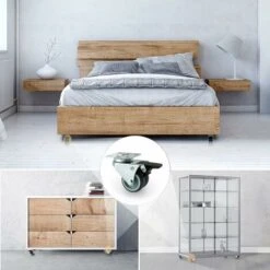 Lot De 4 Roulettes Pivotantes Ultra-résistantes Avec Frein D’arrêt Pour Meubles Capacité 600 Kg -Fispool Magasin 83038282 5