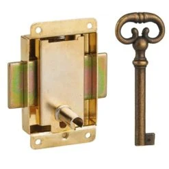 THIRARD - Serrure De Meuble En Applique Pour Porte D'ameublement, Axe 20mm, 40x50mm, Laiton, 1 Clé