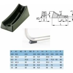8x Embout Plastique Noir Patin Pied Chaise Cantilever Tube Rond Pour Extrémité Incurvée Meuble Protection Fauteuil Guide Angle, Ø Tube 22mm -Fispool Magasin 83908070 2