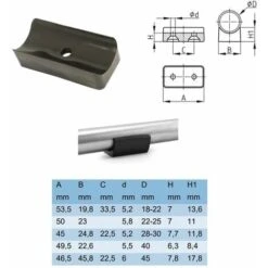 8x Embout Plastique Noir Patin Pied Chaise Cantilever Tube Rond Meuble Protection Bureau Fauteuil Rectangulaire Guide, Ø Tube 22-25mm -Fispool Magasin 83908078 2