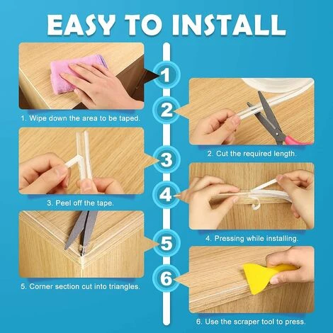 Protection Bebe De Table Et Meuble Transparent, Pré-adhésif Coin De Table Protection Bebe, Protecteur Des Bords Et Angles De Placard Pour Sécurité Bebe (300cm) 7 Protection Bebe De Table Et Meuble Transparent, Pré-adhésif Coin De Table Protection Bebe, Protecteur Des Bords Et Angles De Placard Pour Sécurité Bebe (300cm) – Image 5