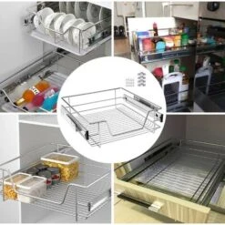 Skecten® 2 X Tiroir Téléscopique De Cuisine, Charge Max. 12 Kg, Rails Inclus, Panier De Rangement Coulissant, Pour Placard 46 Cm -Fispool Magasin 84694113 5