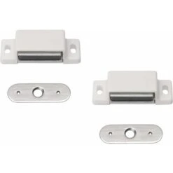Lot De 2 Loquets Magnétiques-3 Kg Contre-plaque De Maintien à Force-facile à Monter-adapté Aux Portes Et Abattants De Meubles, Blanc