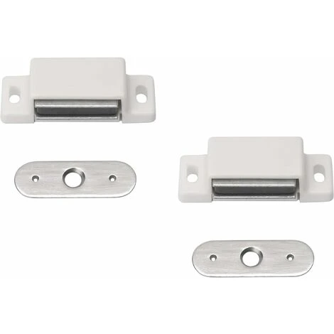 Lot De 2 Loquets Magnétiques-3 Kg Contre-plaque De Maintien à Force-facile à Monter-adapté Aux Portes Et Abattants De Meubles, Blanc 3 Lot De 2 Loquets Magnétiques-3 Kg Contre-plaque De Maintien à Force-facile à Monter-adapté Aux Portes Et Abattants De Meubles, Blanc