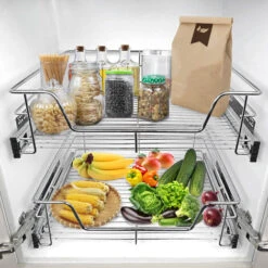 AUFUN 2 X Tiroirs De Cuisine, Extension Armoire De Cuisine, Armoires De Chambre, Panier Coulissant élastique, étagère De Cuisine Domestique, 60cm -Fispool Magasin 85430914 3