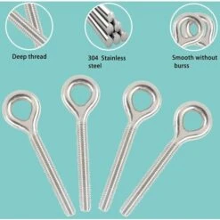 M6 304 Anneau En Acier Inoxydable Longue Vis Tige Filetée Boulon à Anneau 10PCS -Fispool Magasin 85507000 4