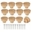 Lot De 12 Boutons De Commode Ronds En Rotin De Style Bohème - Fabriqués à La Main - Avec Vis - Pour Meubles En Bois - Pour Commode, Tiroirs, Armoire