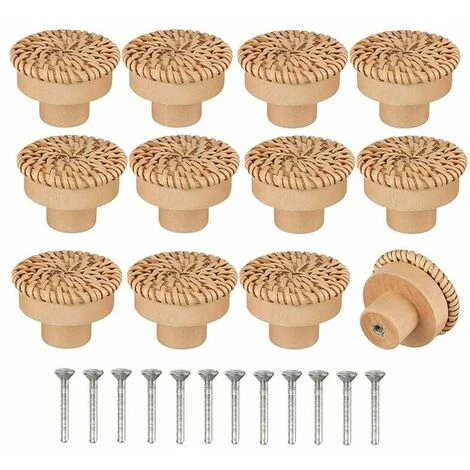 Lot De 12 Boutons De Commode Ronds En Rotin De Style Bohème - Fabriqués à La Main - Avec Vis - Pour Meubles En Bois - Pour Commode, Tiroirs, Armoire 3 Lot De 12 Boutons De Commode Ronds En Rotin De Style Bohème - Fabriqués à La Main - Avec Vis - Pour Meubles En Bois - Pour Commode, Tiroirs, Armoire