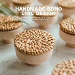 Lot De 12 Boutons De Commode Ronds En Rotin De Style Bohème - Fabriqués à La Main - Avec Vis - Pour Meubles En Bois - Pour Commode, Tiroirs, Armoire 8 Lot De 12 Boutons De Commode Ronds En Rotin De Style Bohème - Fabriqués à La Main - Avec Vis - Pour Meubles En Bois - Pour Commode, Tiroirs, Armoire -Fispool Magasin 85786916 2