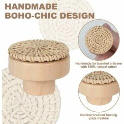 Lot De 12 Boutons De Commode Ronds En Rotin De Style Bohème - Fabriqués à La Main - Avec Vis - Pour Meubles En Bois - Pour Commode, Tiroirs, Armoire 9 Lot De 12 Boutons De Commode Ronds En Rotin De Style Bohème - Fabriqués à La Main - Avec Vis - Pour Meubles En Bois - Pour Commode, Tiroirs, Armoire -Fispool Magasin 85786916 3
