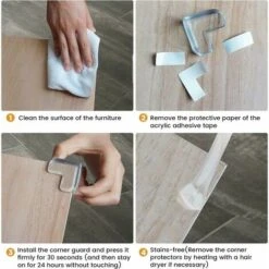 Protection Coin De Table Bébé, 20 Pièces Protections D’Angles Transparent Avec L'Adhésif Fort, Plus Grande, Anti-Choc -Fispool Magasin 85790253 3