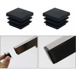 Promotion, AGILITY 40 Pièces Bouchon En Plastique Carré 20mm X 20mm Noir Bouchon Pour Tuyau Carré Insert Tuyau Carré Embout Capuchon En Plastique Pour Pieds De Meuble Armoire Étagère Chaise Jambes -Fispool Magasin 86465309 4