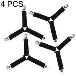 None Clips Pour Draps Clips Pour Draps Porte-draps Clips Pour Draps Triangulaires élastiques Réglables à 3 Voies Avec Clips En Métal Noir 4 Pièces