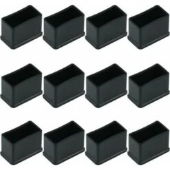 DHKLFA Lot De 12 Embouts De Protection Rectangulaires En Feutre De Caoutchouc Pour Pieds De Table Ou De Chaise Noir 15 X 30 Mm,