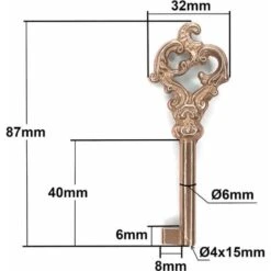 Clé De Serrure 87mm Laiton Poli Verni Doré Or Remplacement Meuble Louis XV 15 Ancien Armoire Vintage -Fispool Magasin 87935909 3