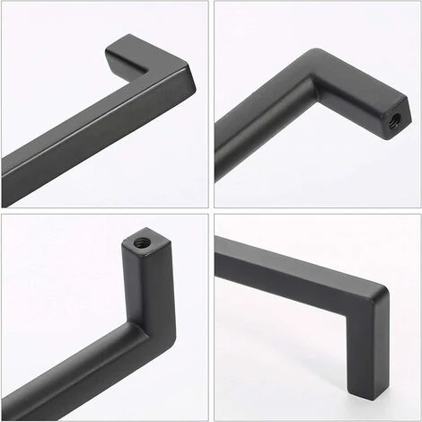 Lot De 10 Poignées De Porte De Placard En Acier Inoxydable Poignées De Porte Armoire Cuisine Noir Entraxe 128mm Avec Vis 4 Lot De 10 Poignées De Porte De Placard En Acier Inoxydable Poignées De Porte Armoire Cuisine Noir Entraxe 128mm Avec Vis – Image 2