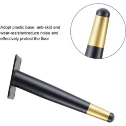 Set De 4 Pieds De Meubles 10cm Inclinaison Pieds De Table Dorés En Métal Avec Base Silencieuse Antidérapante Noir+Doré -Fispool Magasin 88042472 5