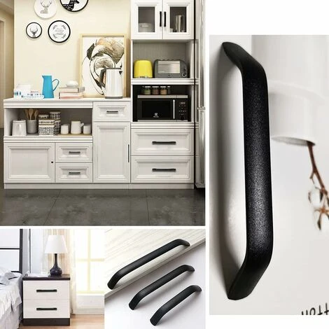 10X Poignées De Porte Boutons De Tiroir Cuisine Armoire Poignées Placard Tiroir Chambre Meubles Tirer Noir Entraxe 160mm 5 10X Poignées De Porte Boutons De Tiroir Cuisine Armoire Poignées Placard Tiroir Chambre Meubles Tirer Noir Entraxe 160mm – Image 3