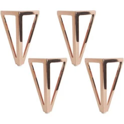 4x Pieds De Table En Métal Triangulaires Rose 15cm Pieds De Meubles Style Moderne Pour Armoires Canapés Lit