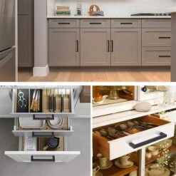 Lot De 10 Poignées De Porte De Placard En Acier Inoxydable Poignées De Porte Armoire Cuisine Noir Entraxe 160mm Avec Vis -Fispool Magasin 88042482 5