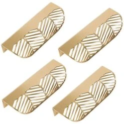 4 Pcs Poignée De Tiroir En Forme De Feuille 117mm Poignée De Meuble En Laiton Massif Pour Salon Cuisine Chambre