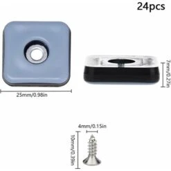 24 Pieces Patins Meubles Téflon 25mm Pied De Chaise Avec Vis Patins En Téflon PTFE Tampon Chaise Patin Glisseur Pied De Chaise à Visser Carrés Pour Bureau Chaise Sol -Fispool Magasin 88135682 3