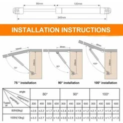 2 Pcs Verin Meuble Hydraulique Ressort Amortisseurs à Gaz D'origine Porte Armoire De Cuisine Bras Pneumatique Pour Levage De Porte Armoire Meuble Cuisine Amortisseur Charniè (100N) -Fispool Magasin 88919975 3
