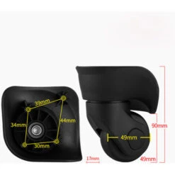 Paire De Roulettes De Valise Universelles De Rechange Durables En Caoutchouc Silencieux Multidirectionnelles Pour Roues De Réparation De Rechange Valise Bagages (petit Noir 2pcs) -Fispool Magasin 88920421 4