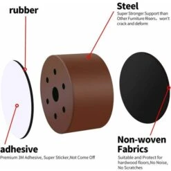 Rehausseur De Meubles En Acier Carbone De 1.96", Rehausseurs De Lit En Acier Carbone 3.15", Rehausseurs De Meubles Pour Meubles Hauteur 1.96" ,Rond Marron，Superma -Fispool Magasin 89385483 4