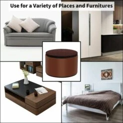 Rehausseur De Meubles En Acier Carbone De 1.96", Rehausseurs De Lit En Acier Carbone 3.15", Rehausseurs De Meubles Pour Meubles Hauteur 1.96" ,Rond Marron，Superma -Fispool Magasin 89385483 5