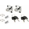 2x Serrure De Meuble Acier Chromé à Pêne Dormant En Applique Avec Rosace Platine Cylindre à Paillettes Et 2 Clés Barillet Verrou Tiroir Buffet Commode Sécurité